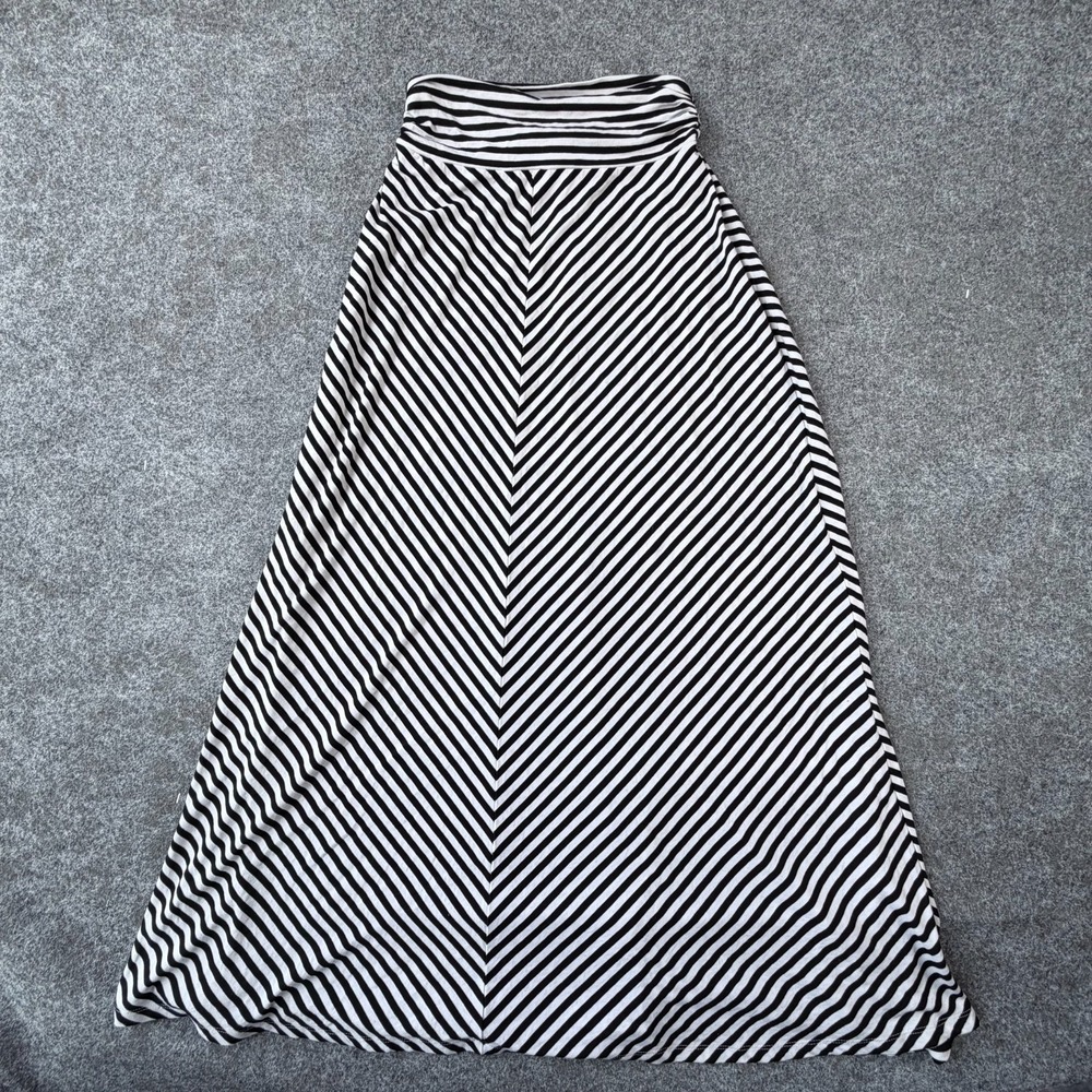 Merona Maxi A Lineâ Skirt Womens XS Black White Chevron Striped Rayon Stretch